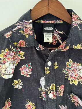 Star Wars Floral Hawaiian Button Up Shirt Small Geek Chic